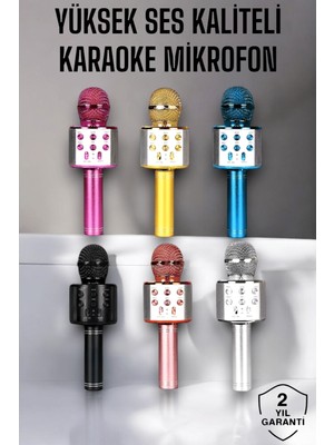 FRY Kablosuz Bluetooth Karaoke Mikrofon USB ve Aux Girişli Yüksek Ses Kalitesi
