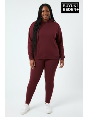 Superlife Kadın Büyük Beden Kapşonlu Ince Sweatshirt SPR24BSWK57