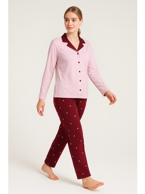 Mutlu City Kadın Milan Kumaş Rahat Kalıp Düğmeli Yumuşacık Pijama Takımı 4982