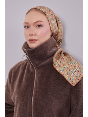 Levidor Sütlü Kahve Mini Yazı Detayi Twill Ipek EŞARP-0926