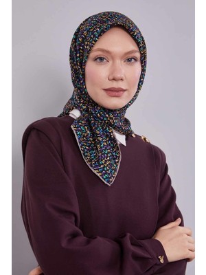 Levidor Siyah - Vizon Mini Yazı Detayi Twill Ipek EŞARP-0926