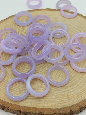 Akik Taşı Yüzük – Sisli Açık Mor Alacalı –  6mm Kalınlık  (59946)