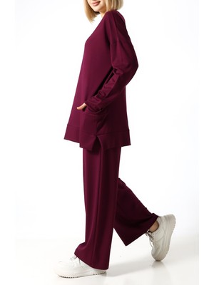 Sabr Düz Polyviskon Kumaş Ikili Takım – Rahat Kesim Tunik & Pantolon Kombini