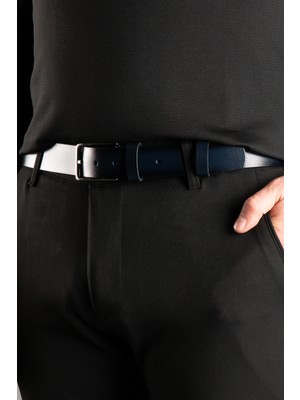 Zeki Özer Erkek Lacivert Hakiki Deri Kemer 3,5 cm