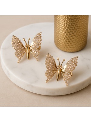 Gigi Giyim Zarif Taş Işıltılı Oynar Kanatlı Kelebek Pens Toka