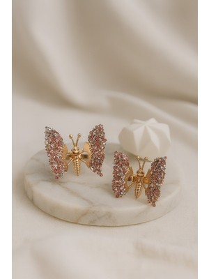 Gigi Giyim Zarif Taş Işıltılı Oynar Kanatlı Kelebek Pens Toka