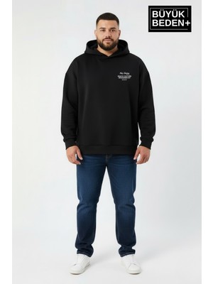 Superlife Erkek Büyük Beden Chef Baskılı Kapüşonlu Rahat Kalıp Sweatshirt SPR26BSW966