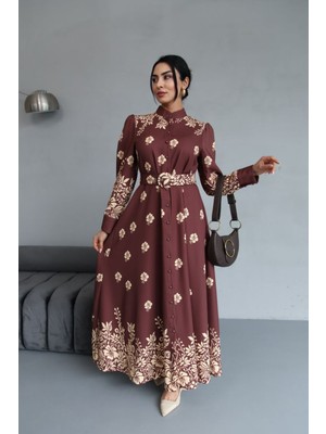 Suphias Atlas Kumaş Elbise (Kemer Dahildir)