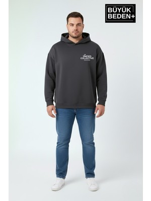 Superlife Erkek Büyük Beden Hoodie –rahat Kalıp Konforlu Unified Baskılı Sweatshirt SPR26BSW968