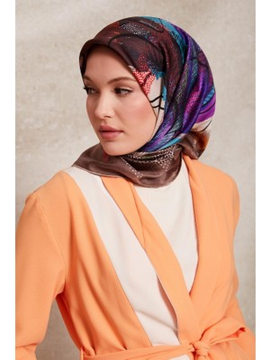 Levidor Kahve Karmaşık Desen Twill Ipek EŞARP-0915