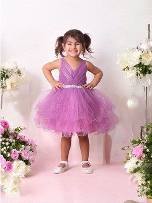 V Yaka Kabarık Bebek Abiye