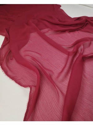 Kumaş Parça Koyu Pembe Renkte Kırinkıl Şifon (En 140 cm x Boy 225 Cm)