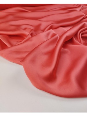 Kumaş Parça Nar Çiçeği Renkte Ince Saten Kumaş En: 140 cm