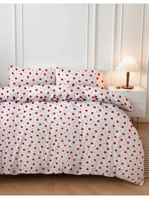 Çift Kişilik Kırmızı Kalpli Nevresim Takımı