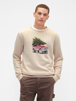 Gap Erkek Bej Gap Logo Fleece Sweatshirt