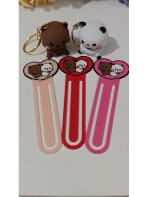 End Design Studio Dudu & Bubu Anahtarlık + Kitap Ayracı Seti | Sevimli 3D Figür ve Kalpli Tasarım