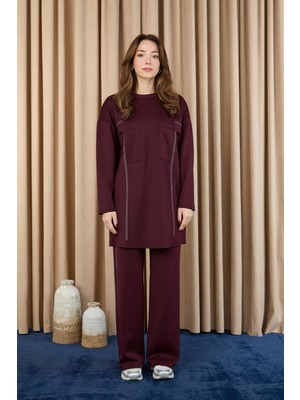 Puane 14379 Scuba Kumaş Taş Detaylı Takım