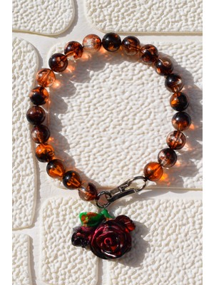 Belalı & Bekarlık - Gül Figürlü Akrilik Zincir Epoksi Kolye