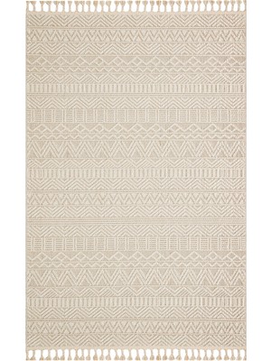 Kalesta Halı Lion 14 Beıge Hasır Dokulu Bukle Dokumasıyla Hav Toz Vermez Modern Makine Halısı