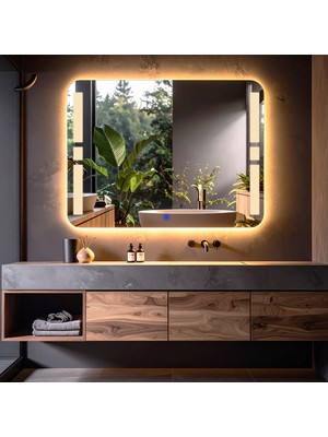 Lumora Mirror Design Selyn Günışığı Led'li Lazer Kumlamalı Lavabo & Banyo Aynası (Dokunmatik Sensörlü)