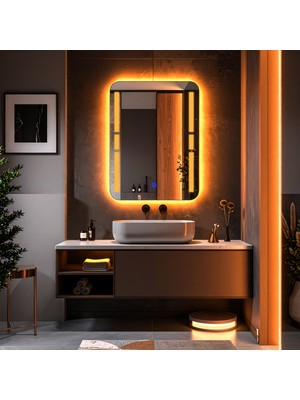 Lumora Mirror Design Drayno Amber Led'li Lazer Kumlamalı Lavabo & Banyo Aynası (Dokunmatik Sensörlü)