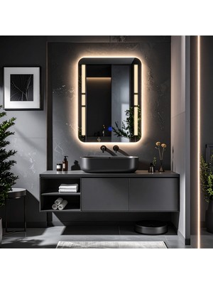 Lumora Mirror Design Drayno Günışığı Led'li Lazer Kumlamalı Lavabo & Banyo Aynası (Dokunmatik Sensörlü)