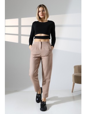 Lubiti Kadın Pensli Süet Pantolon/havuç Paça Yumuşak Dokulu Pantolon