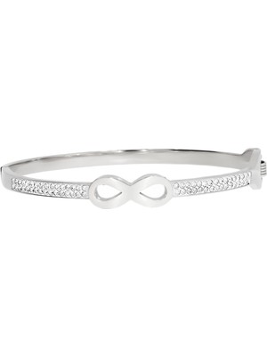 Celikchi Kadın Sonsuzluk Sembolü Detay Taşlı Çelik Bilezik