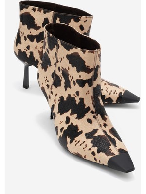 Luvi Rassel Bej Desenli Mat Burunlu Kadın Ince Topuklu Bot