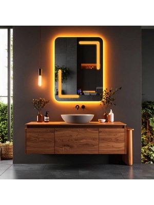 Lumora Mirror Design Kaivo Amber Led'li Lazer Kumlamalı Lavabo & Banyo Aynası (Dokunmatik Sensörlü)