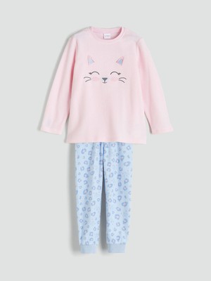 Lc Waikiki  Peak Yeni Sezon Bisiklet Yaka Baskılı Kız Çocuk Pijama Takımı