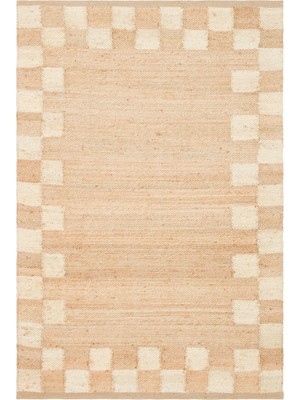 Kalesta Halı Maldiv 13 Natural White  Jüt %100 El Dokuma Hasır Halı Antre, Hol, Balkon, Oturma Odası Halısı
