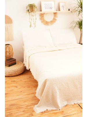 CES STORE 4 Kat Müslin Çift Kişilik Pike, %100 Pamuklu Yatak Örtüsü, Koltuk Şalı, 240x260 cm.