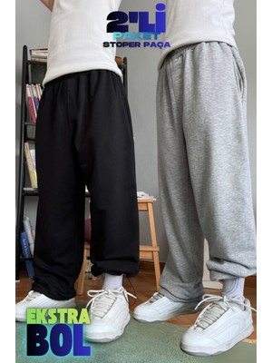 Vladivosto Büyük Beden Yüksek Bel Oversize Baggy Eşofman Altı Pamuk Polyester Elastan Rahat Stil