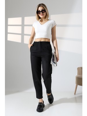 Lubiti Kadın Pensli Süet Pantolon/havuç Paça Yumuşak Dokulu Pantolon