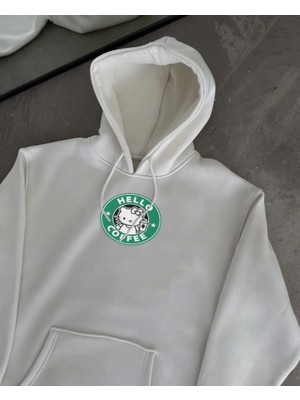 Moderie Butik Üç Iplik Penye Uzun Kol Kapşonlu Sweatshirt - Beyaz