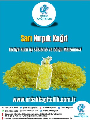 Orbak Kağıtçılık Sarı Kırpık Kağıt 50 gr | Yellow| Z Zigzag Kutu Dolgu ve Süsleme Kağıdı | Sevgililer Günü Hediye Kutusu Için