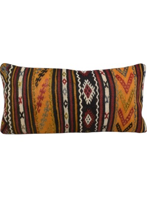 Kilim Antik El Dokuma Lumbar Kilim Kırlent Yastık Kılıfı 0316 - Yeni - Çok Renkli