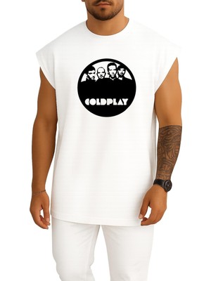 Bahriyeli Collection Oversize Coldplay Rock Grup Göğüs Baskılı Atlet