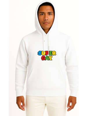 Bahriyeli Collection Kapüşonlu Super Gay Göğüs Baskılı Unisex Sweatshirt