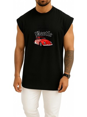 Bahriyeli Collection Oversize Vw Beetle Retro Alevli Göğüs Baskılı Atlet
