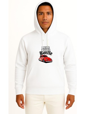 Bahriyeli Collection Kapüşonlu Vw Beetle Retro Alevli Göğüs Baskılı Unisex Sweatshirt