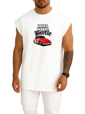Bahriyeli Collection Oversize Vw Beetle Retro Alevli Göğüs Baskılı Atlet
