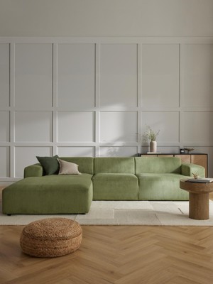 S Home Design Concept Molly Fitilli Yağ Yeşili Köşe Koltuk Sol Köşe, 290x190 Cm