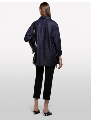 Sisley   Pamuk ve Liyosel Karışımlı Çıtçıtlı Denim Gömlek