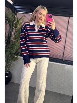 Mir Store Polo Yaka Çizgili Kazak