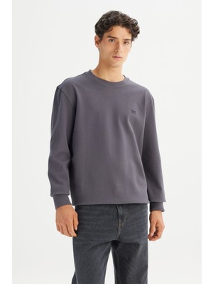 Lee Erkek Pamuk Regular Fit Bisiklet Yaka Gri Sweatshirt -