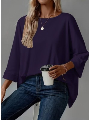 Arben Boutique Kadın Truvakar Kollu Bisiklet Yaka Viskon Bluz