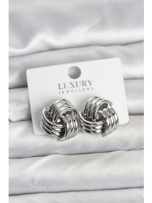 Clariss Pirinç Sarmal Gümüş Renk Kadın Küpe