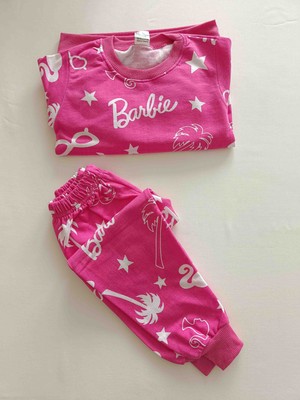 Döne Gözübek Pembe Yıldız Ağaç Desenli Uzun Kollu Kız Çocuk Pijaması